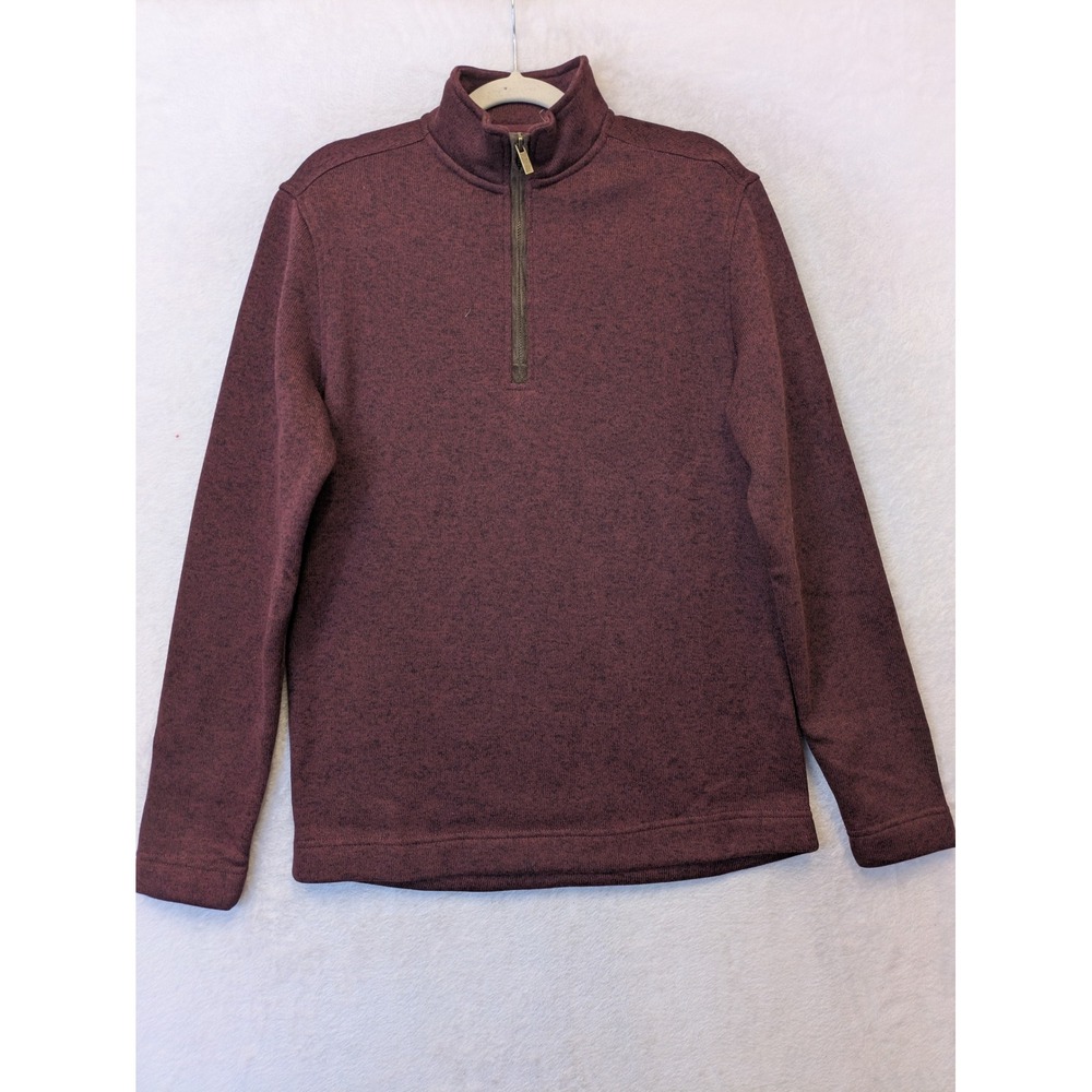Aspen Mens Quarter Zip‎ Pullover Sweater Fleece Dark Plum Heather Small